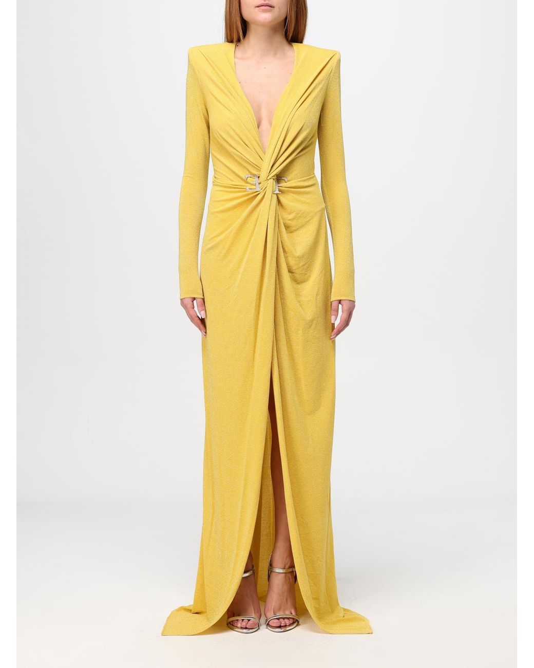 Elisabetta Franchi Dress in Yellow | Lyst