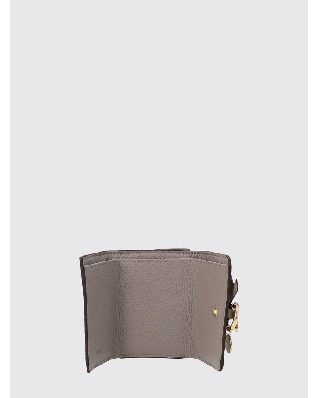 Chloé Gray Chlo&Eacute Small Calfskin Leather Trifold Wallet With Charm