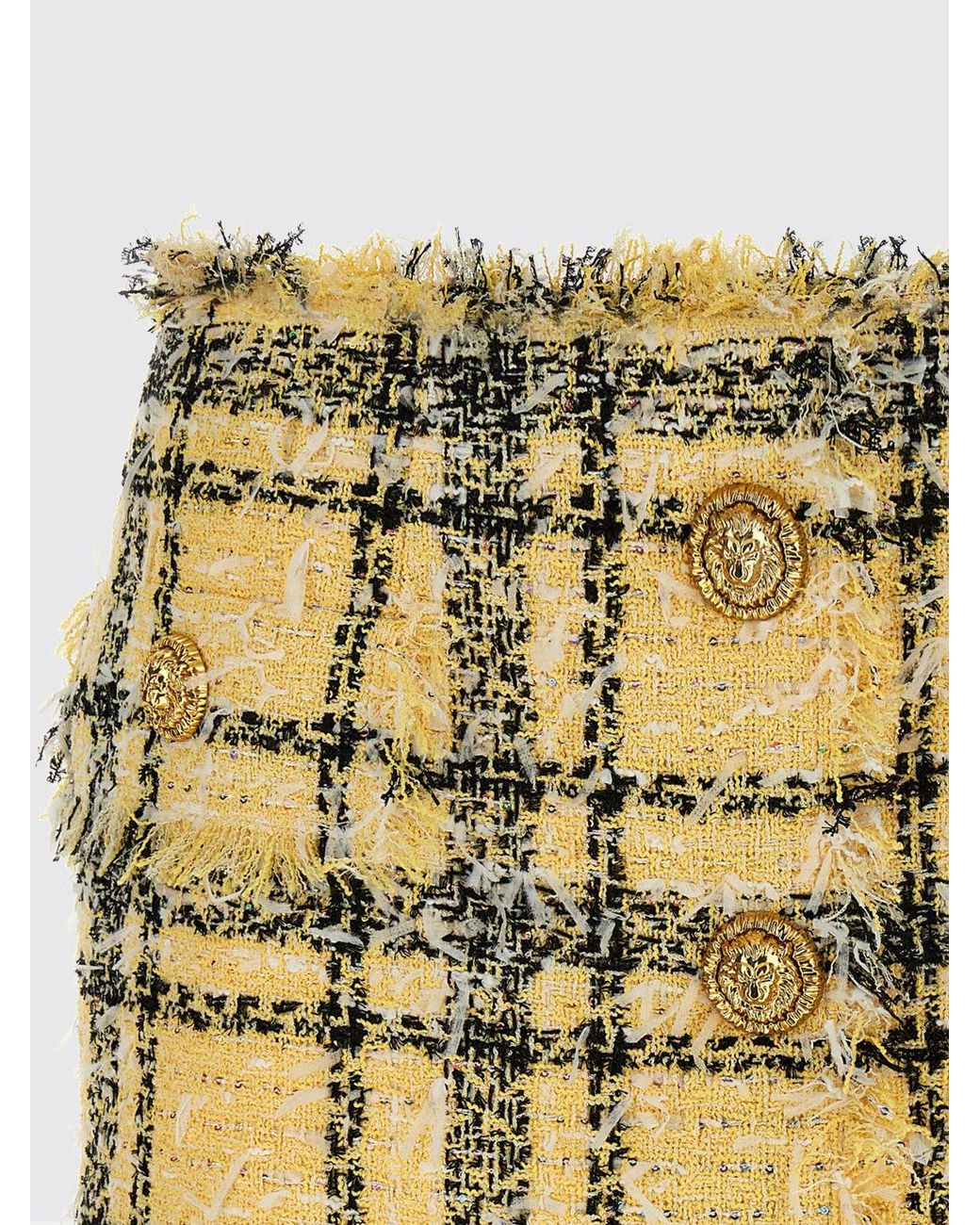 Balmain Yellow Tweed Check Mini Skirt