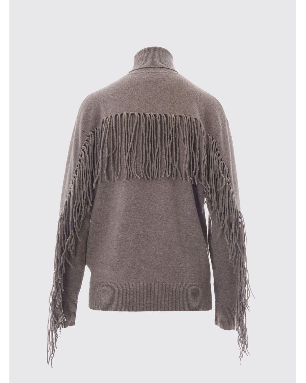 P.A.R.O.S.H. Gray 100% Cashmere Turtleneck Jumper P.A.R.O..H. With Fringes And Dropped Shoulders