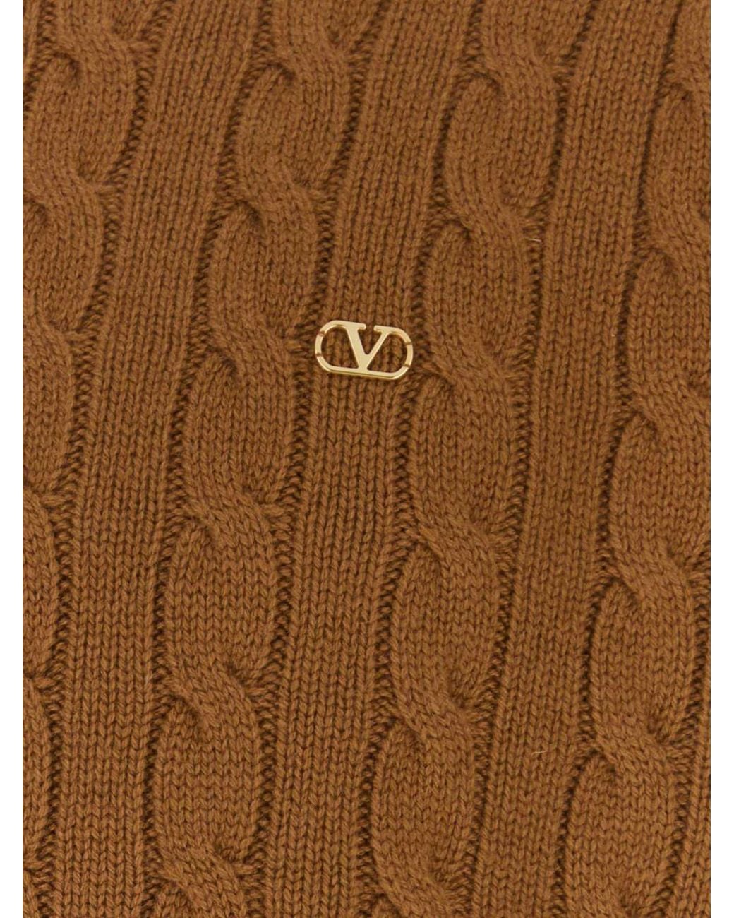 Valentino Garavani Brown Vlogo Signature Pure Cashmere Crewneck Sweater for men