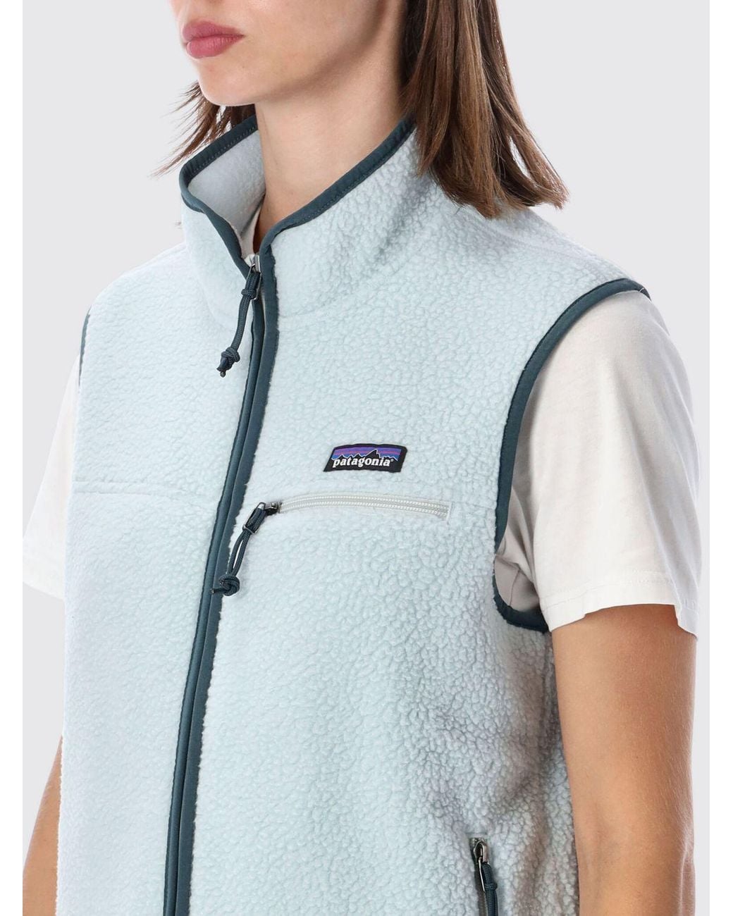Patagonia Blue Classic Retro-X High-Neck Fleece Vest With Zip Pockets