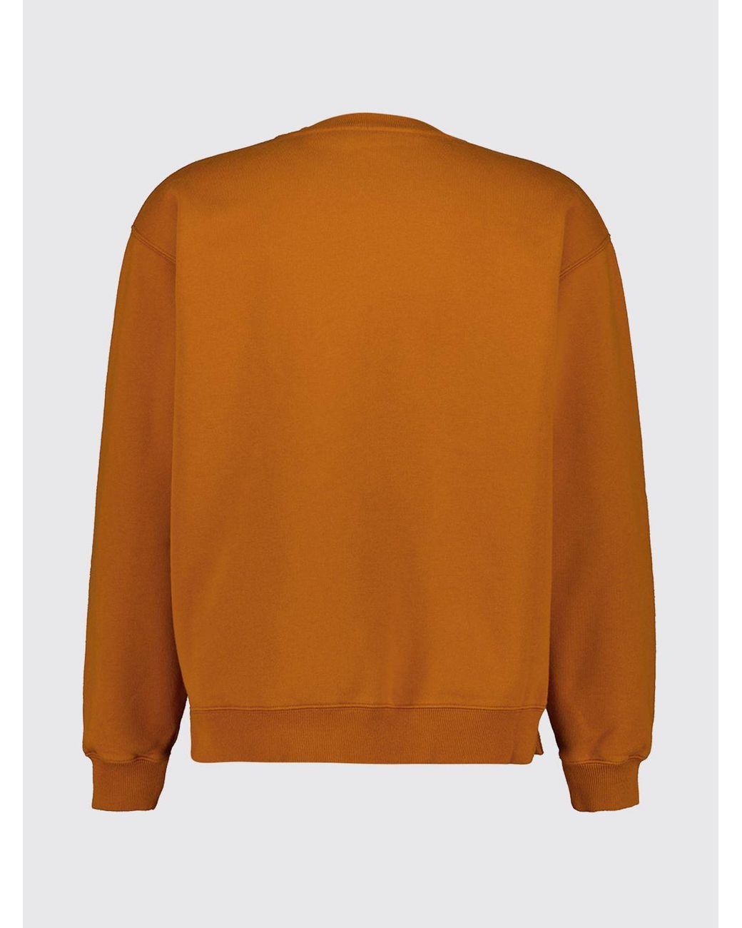 Céline Orange Triomphe Logo Contrast-Embroidered Cotton Crewneck Sweatshirt for men