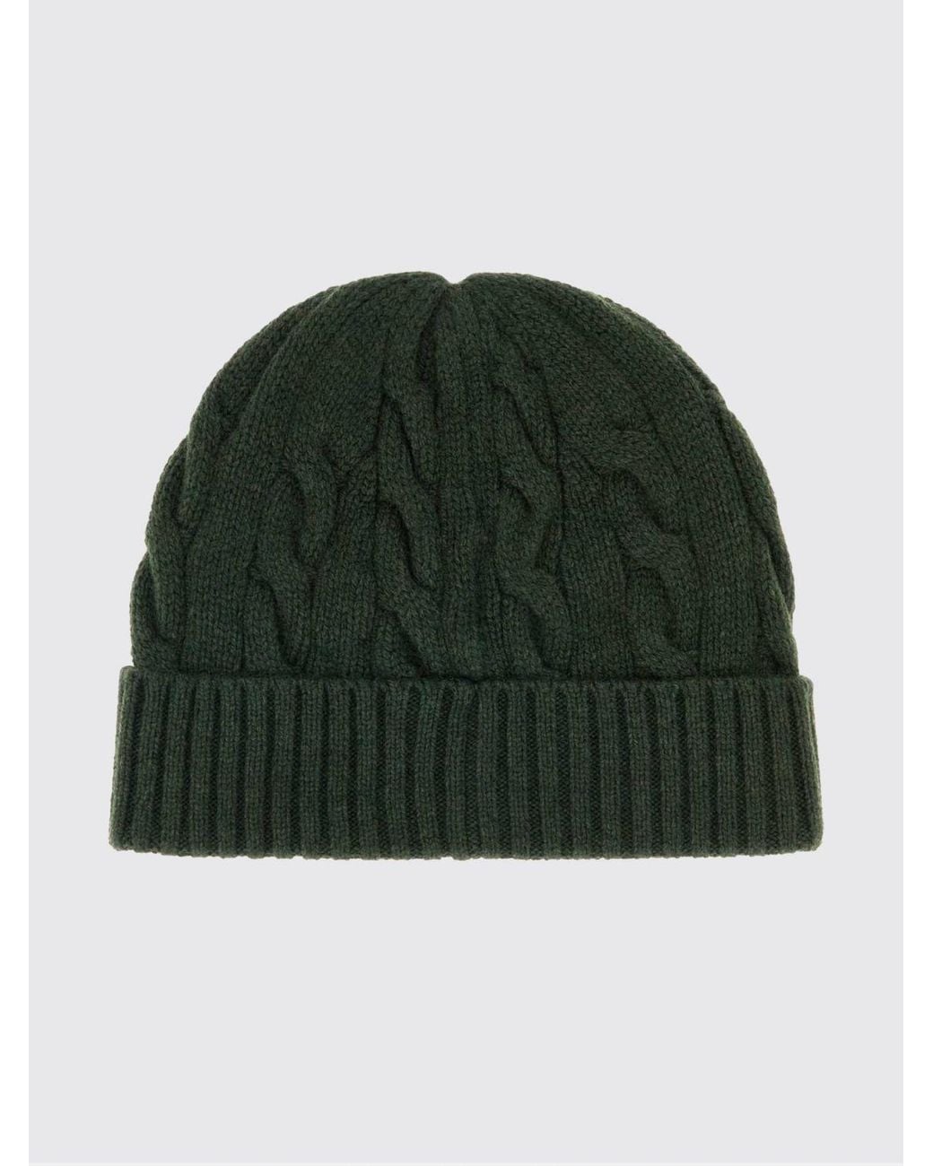 Polo Ralph Lauren Green Wool And Cashmere Blend Beanie With Contrast Pony Logo for men