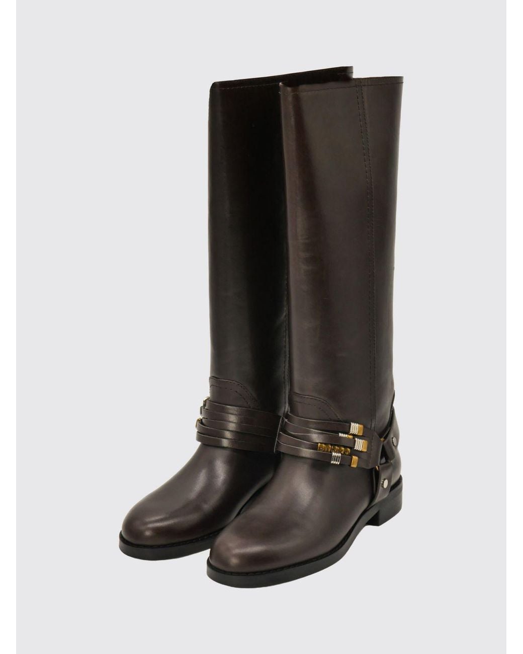 Pinko Black Embroidered Calfskin Knee-High Boots With Logo