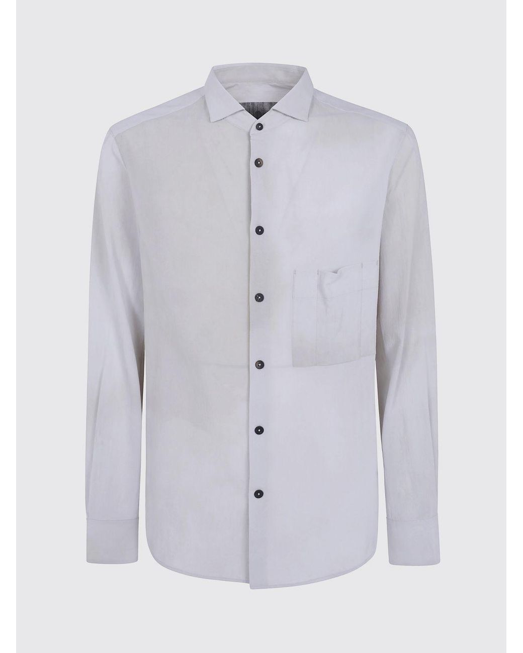 Ziggy Chen Gray Distressed Effect Slim Fit Cotton Shirt for men