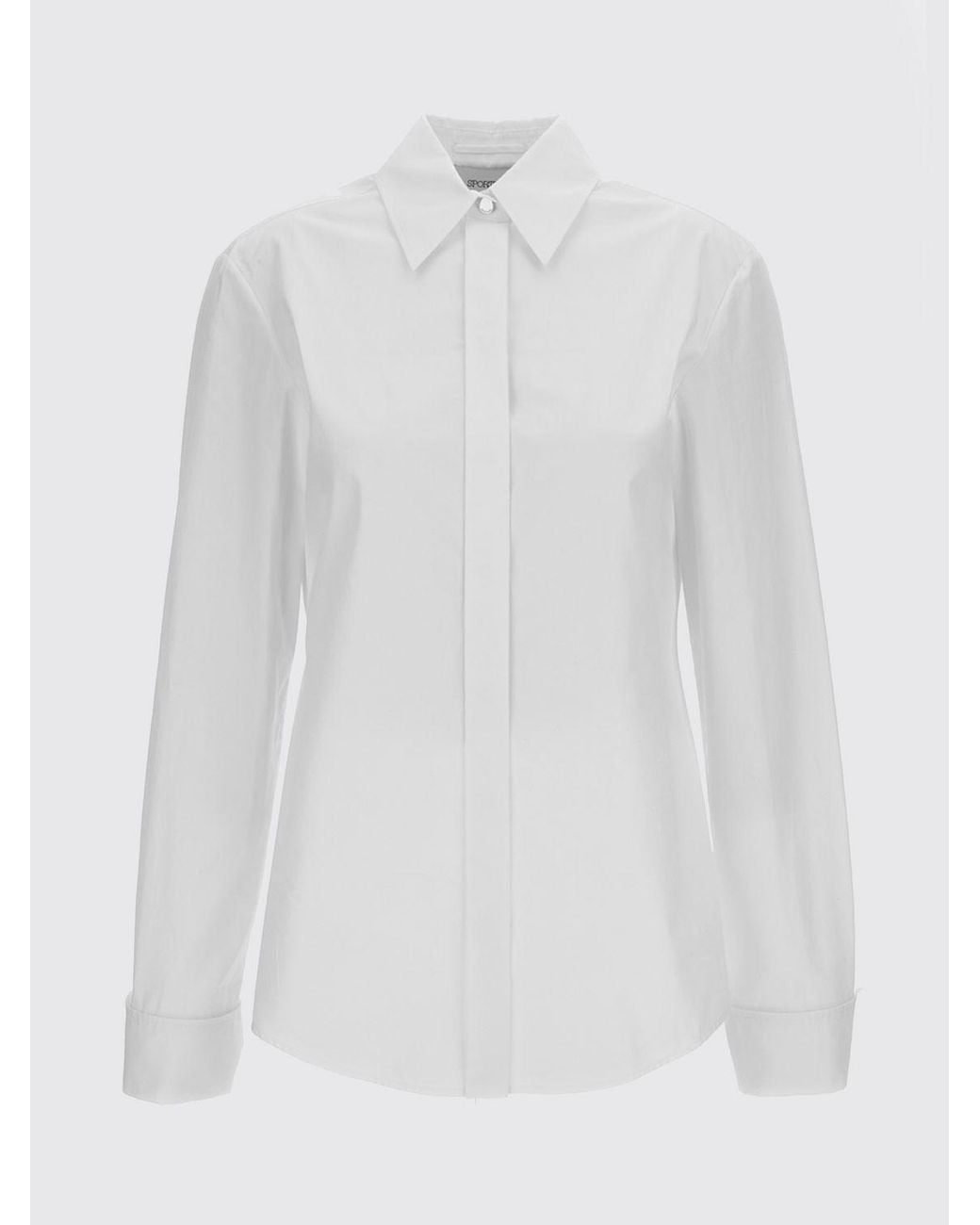 Sportmax White Slim Fit Cotton Shirt With Concealed Placket