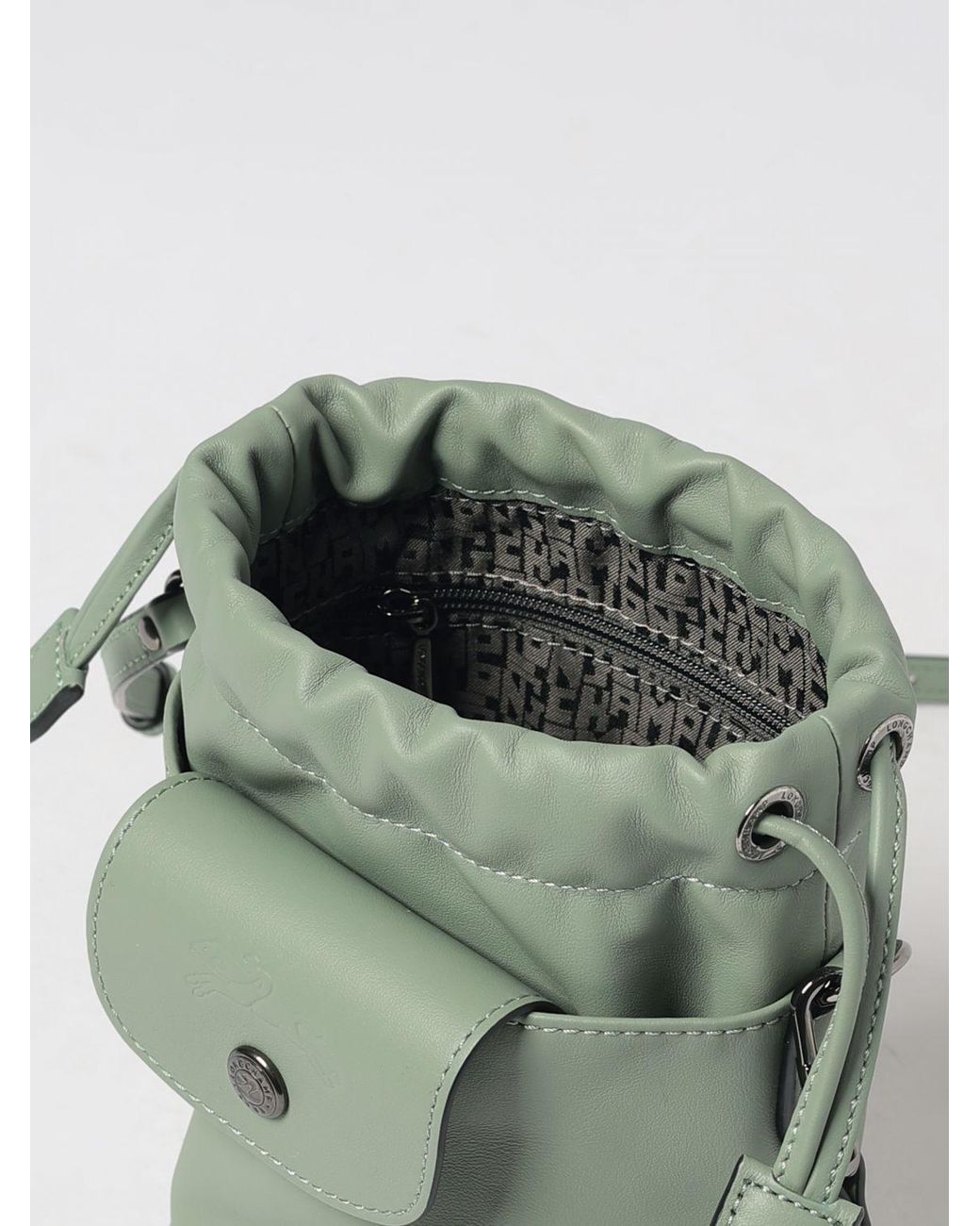 Longchamp Green Le Pliage Xtra Mini Cowhide Leather Bucket Bag