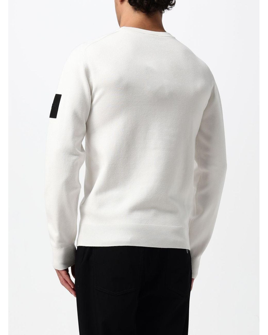 OUTHERE White Crewneck Jumper With Dropped Shoulders for men