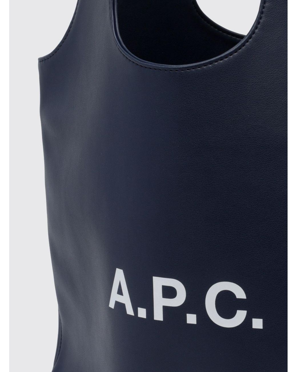 A.P.C. Blue Ninon Synthetic Leather Tote Bag With Double Handle And Printed Logo for men
