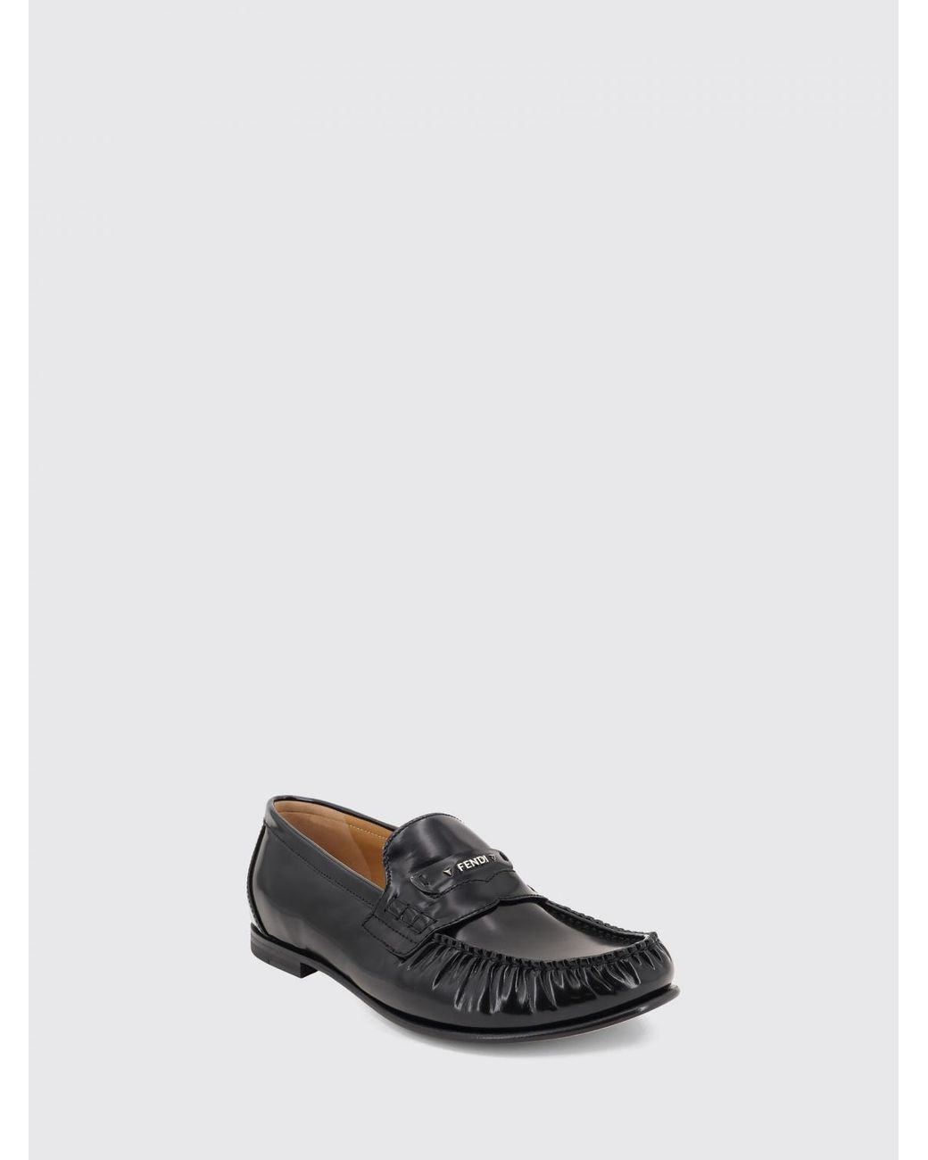 Fendi White Brushed Calfskin Penny Loafers With Metallic Lettering Logo for men