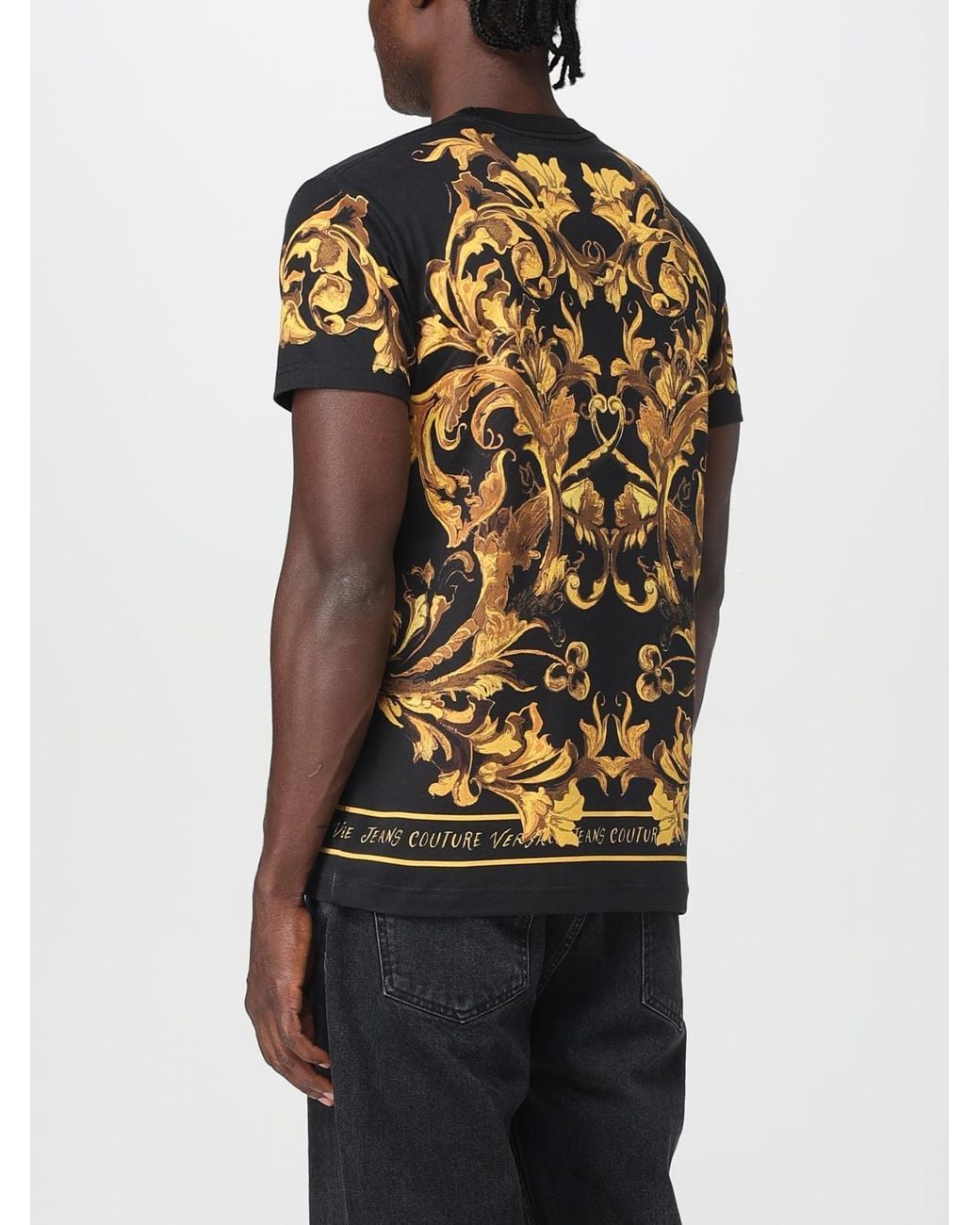 Versace Jeans Couture Black Jeans Couture Baroque-Print T-Shirt for men