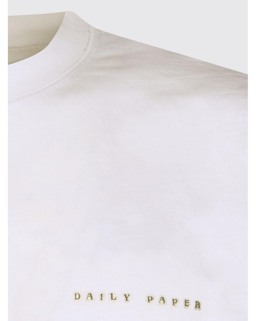 Daily Paper White Cotton Crewneck T-Shirt With Graphic Print And Front Logo for men