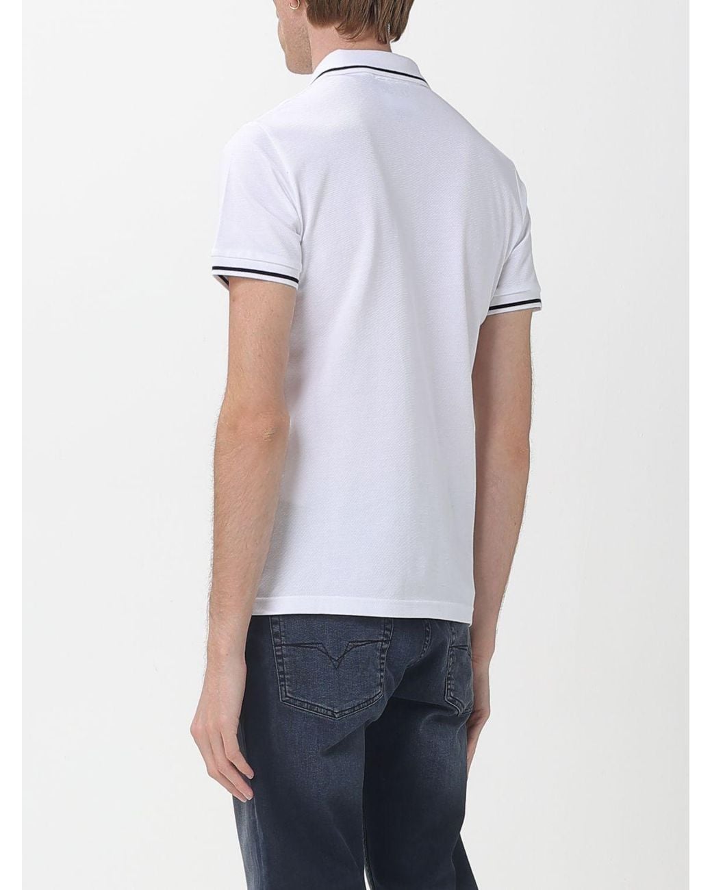 Versace Jeans Couture White Cotton Polo Shirt With Logo for men