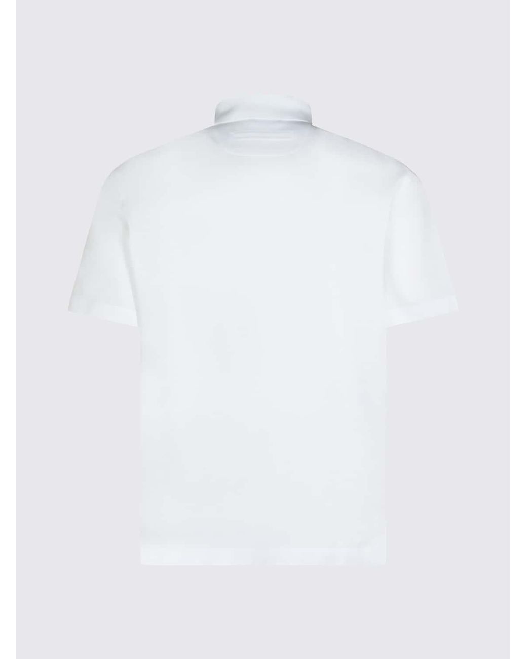 Zegna White Cotton Polo Shirt With Logo for men