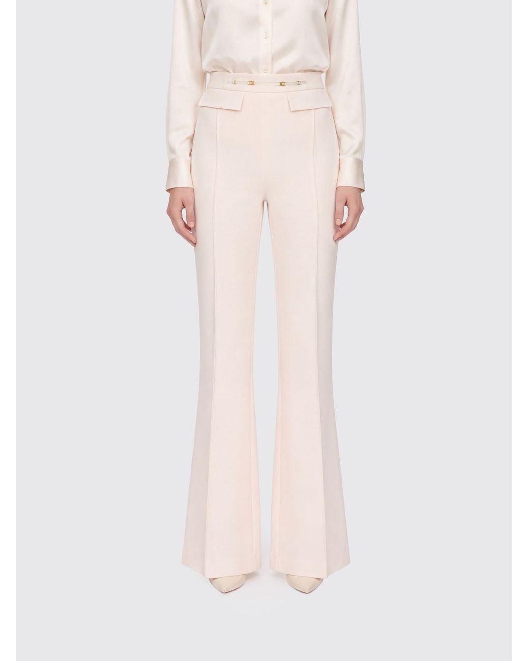 Elisabetta Franchi Pink High-Waisted Skinny Stretch-Crêpe Trousers