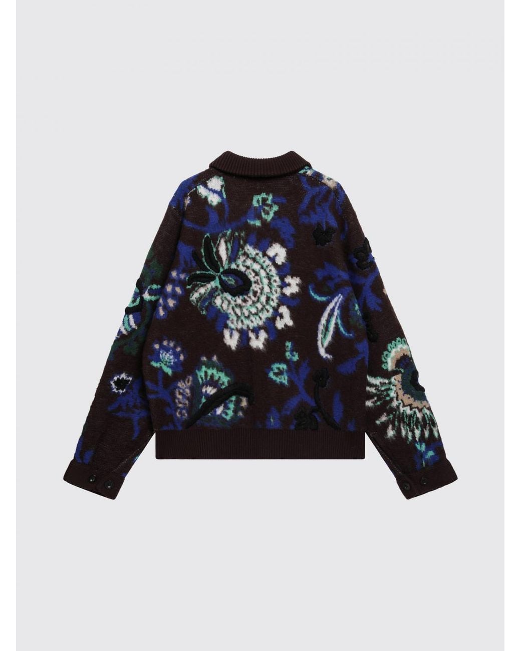 SACAI X CARHARTT WIP Blue Single-Breasted Jacquard Wool Cardigan With Ribbed Collar for men