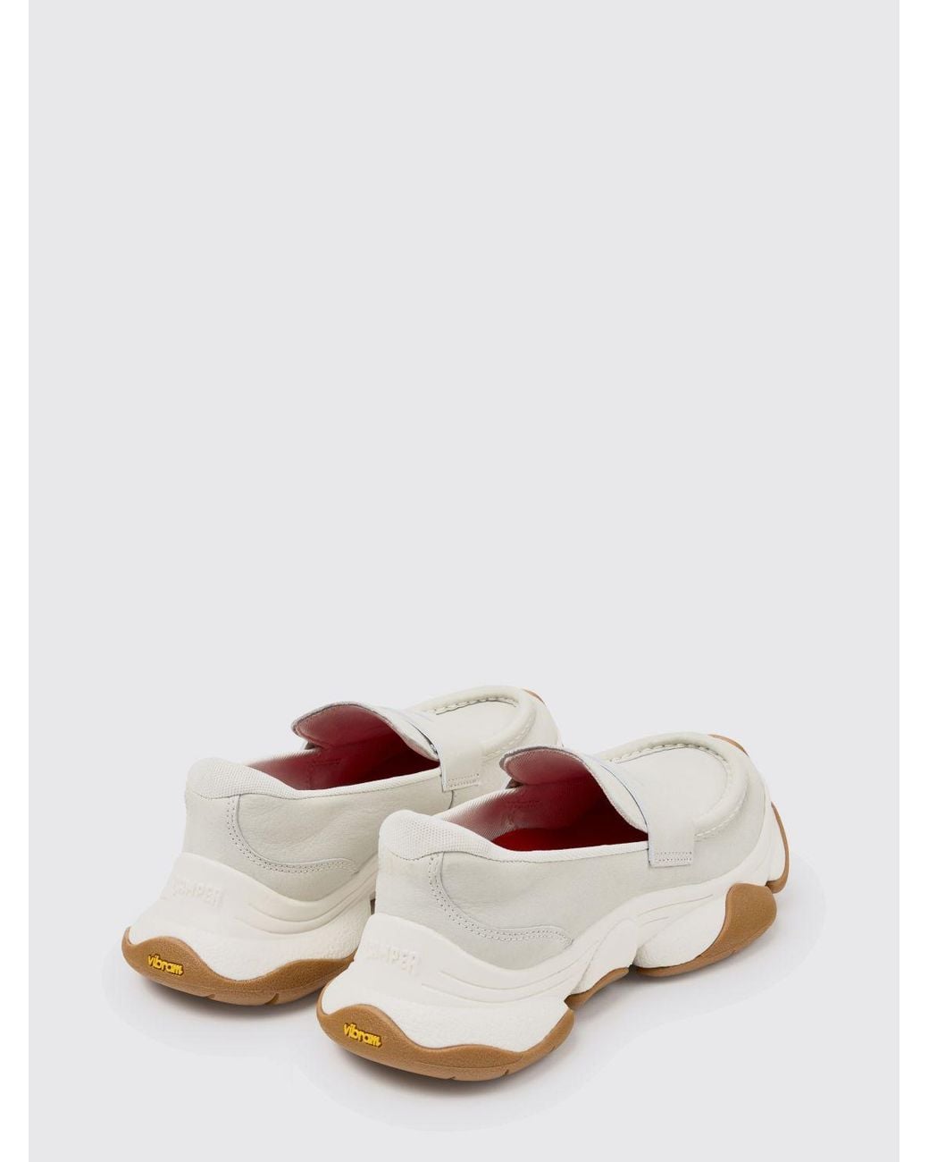 Camper White Karst 2 Smooth Leather Loafers With Vibram Rubber Sole