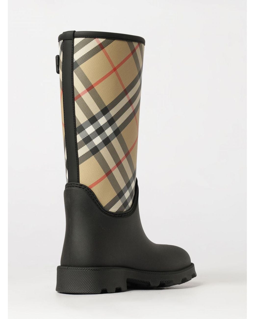 Burberry Black Vintage Check Rubber Rain Boots