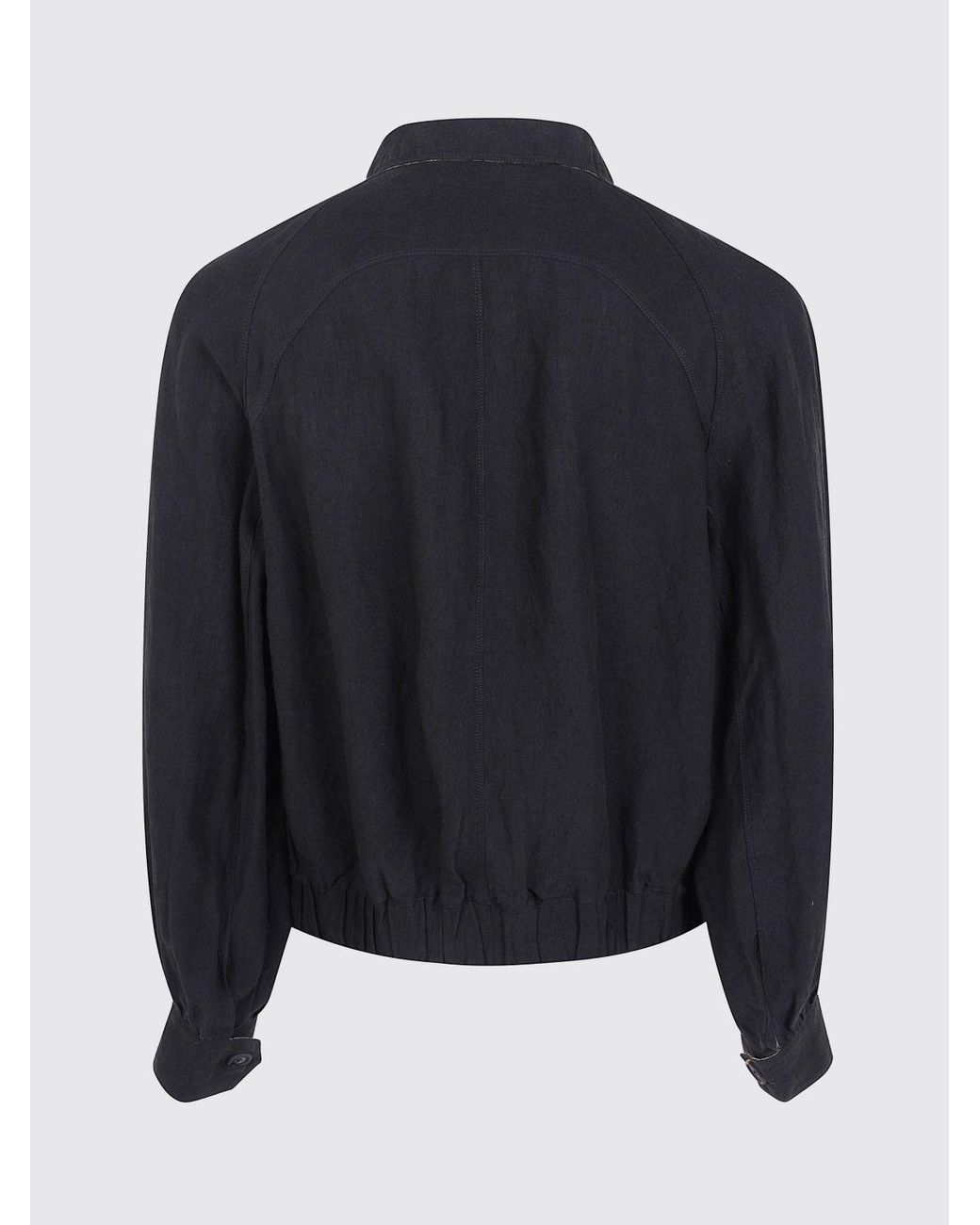 Ziggy Chen Blue Shirt-Style Pure Linen Bomber Jacket With Zip And Patch Pockets for men