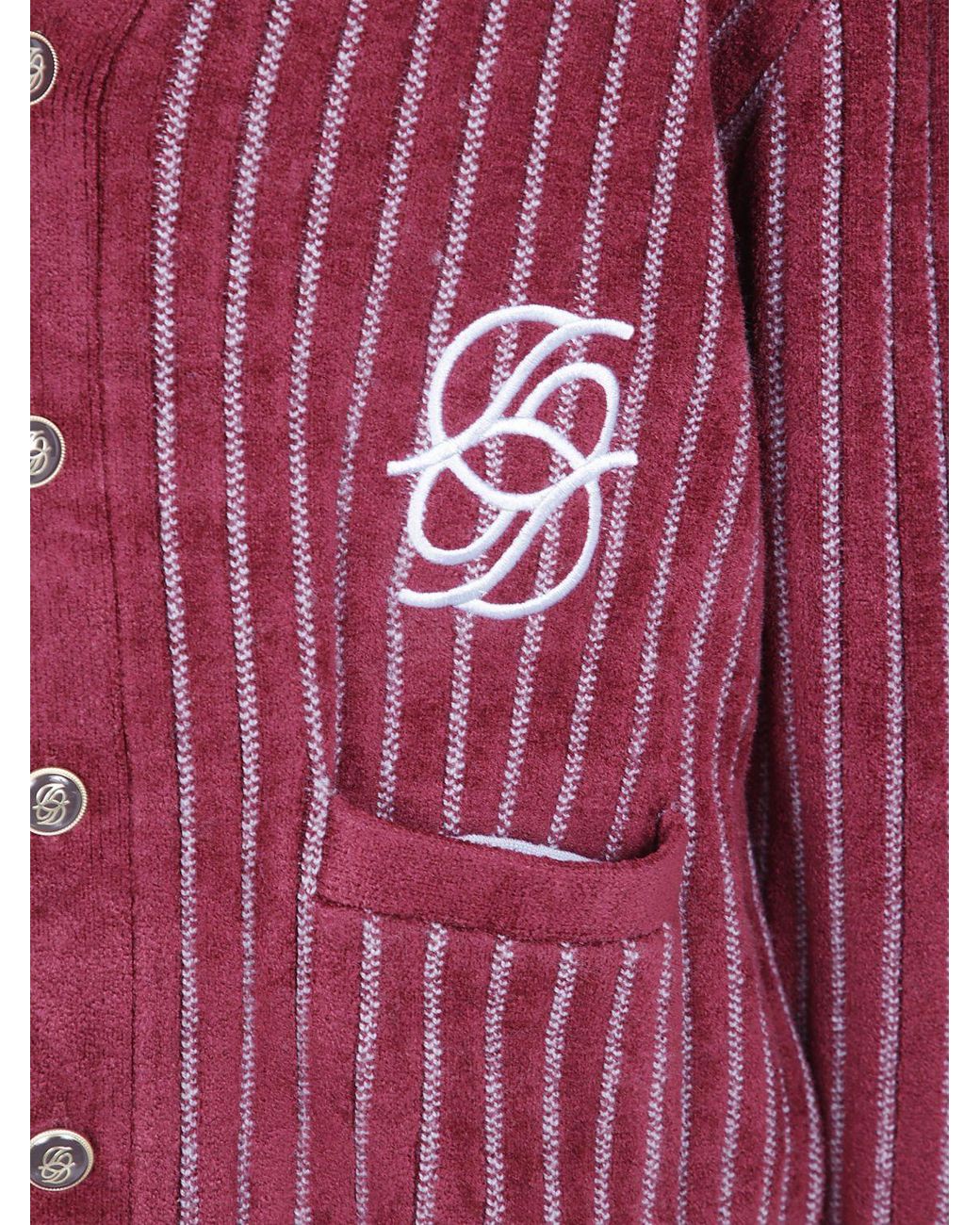 Drole de Monsieur Striped V-Neck Cardigan With Embroidered Logo And Pockets for men