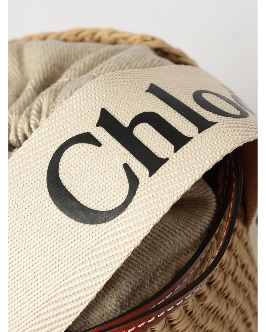Chloé Natural ChloÉ Woody Mini Raffia Bucket Bag With Leather Strap