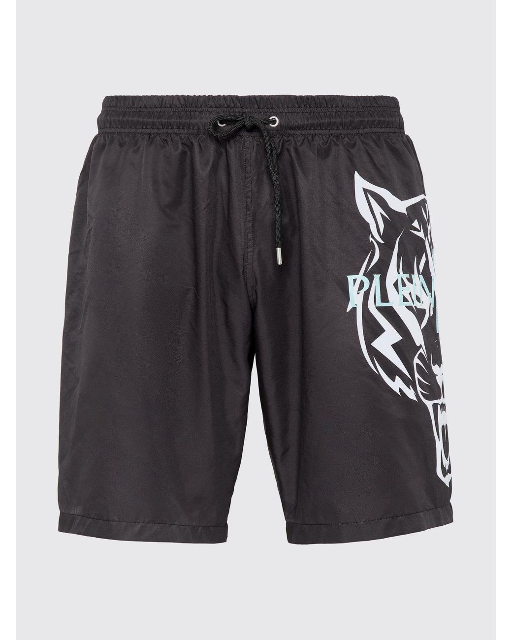 Philipp Plein Black Nylon Swim Trunks With Contrasting Printed Logo for men