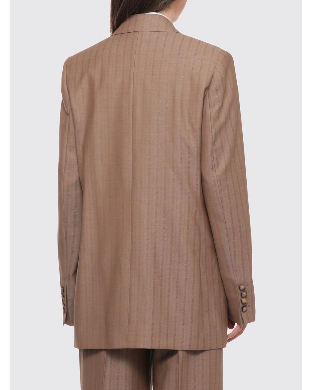 Etro Brown Oversized Double-Breasted Pinstriped Wool Blazer