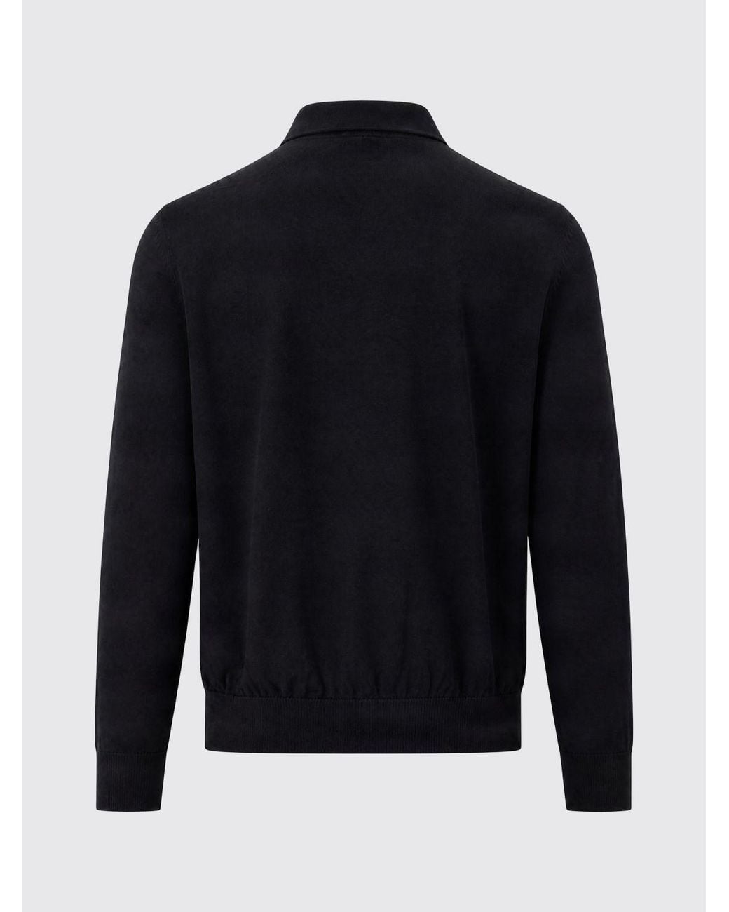 Boss Blue Long-Sleeved Knit Polo Shirt for men