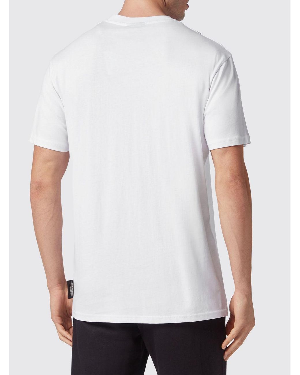 Philipp Plein White Graphic Print Jersey T-Shirt With Contrasting Logo for men