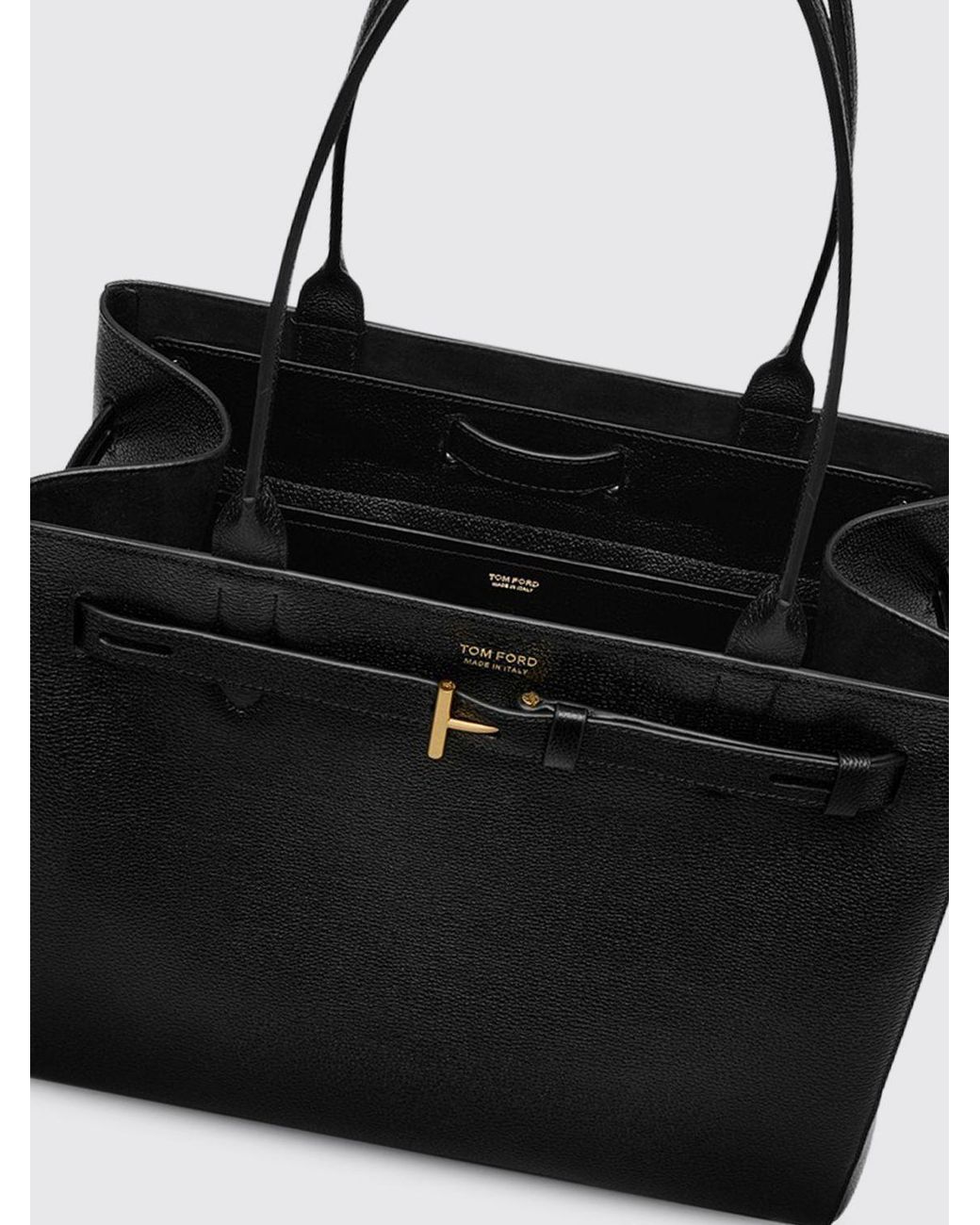 Tom Ford Black Audrey Medium Hammered Leather Bag