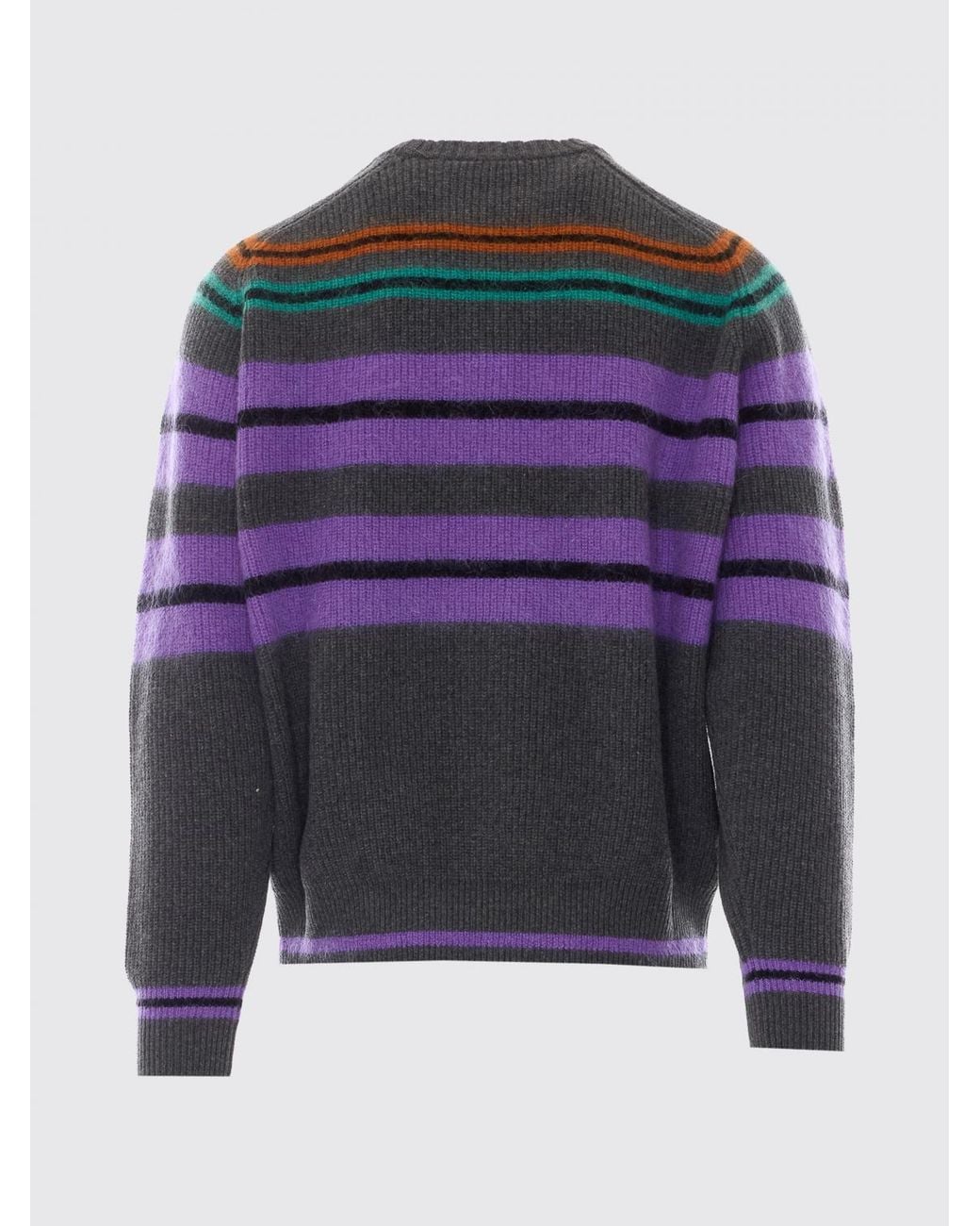 Lanvin Blue Striped Wool Mohair And Cashmere Blend Crewneck Jumper for men