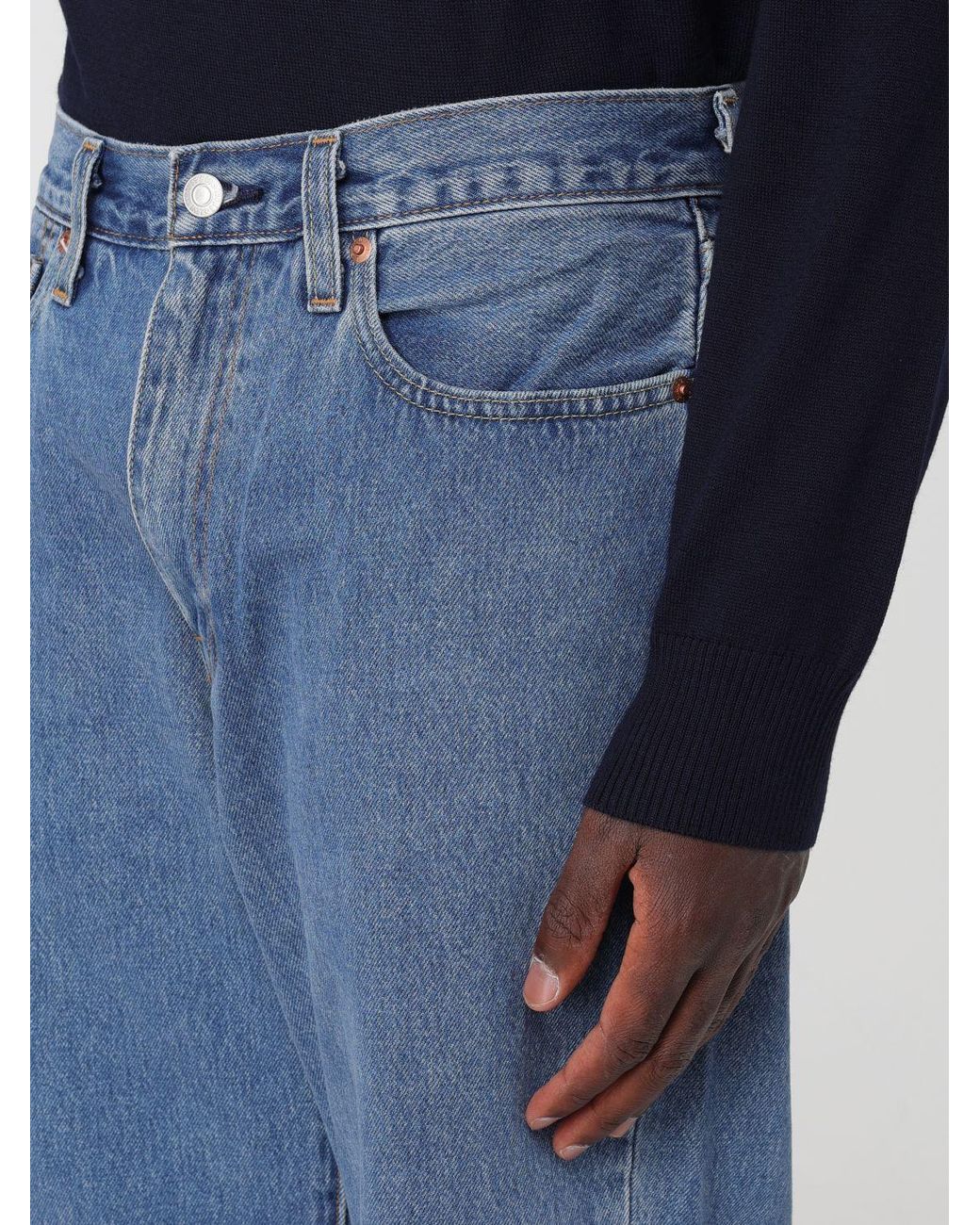 Levi's Blue 568 Straight Fit Cotton Denim Jeans With A Mid-Rise Waist for men