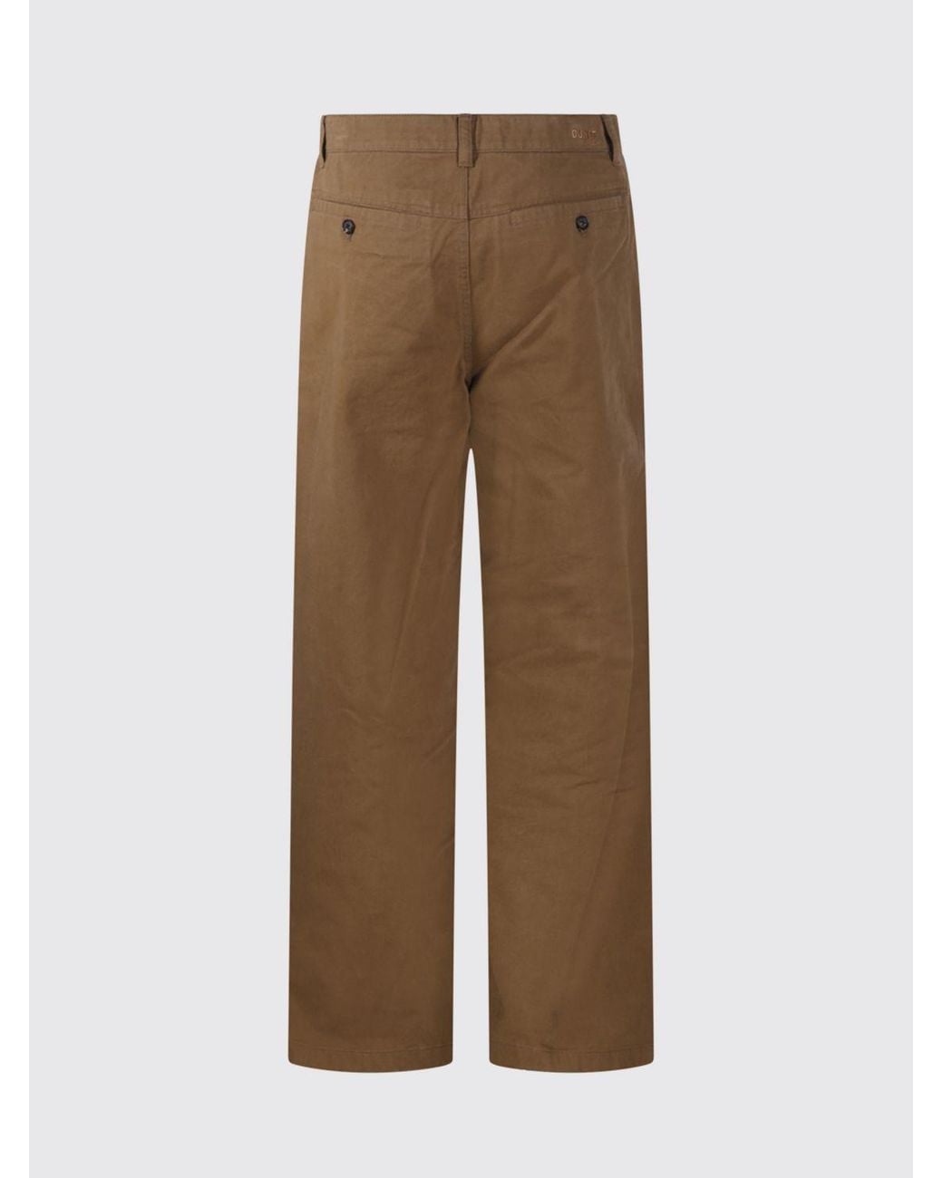 DUNST Brown Slacks Wide-Leg Cotton Chino Trousers With Mid-Rise Waist for men