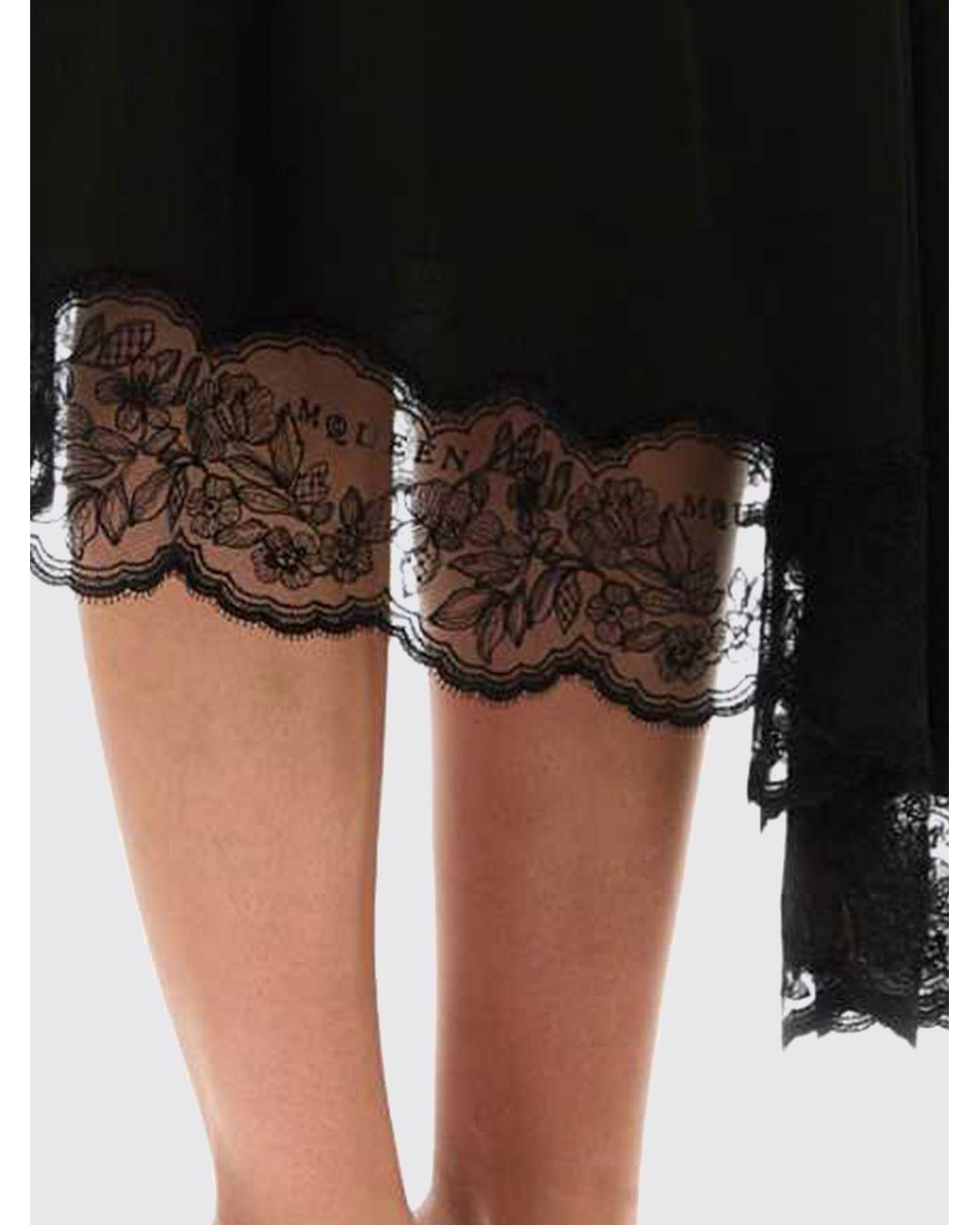 McQueen Black Asymmetrical Midi Skirt