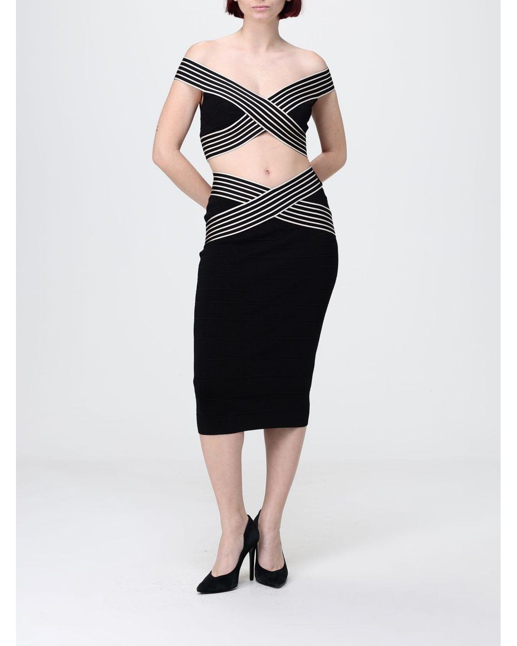 Elisabetta Franchi Black Cropped Fit Jersey Top