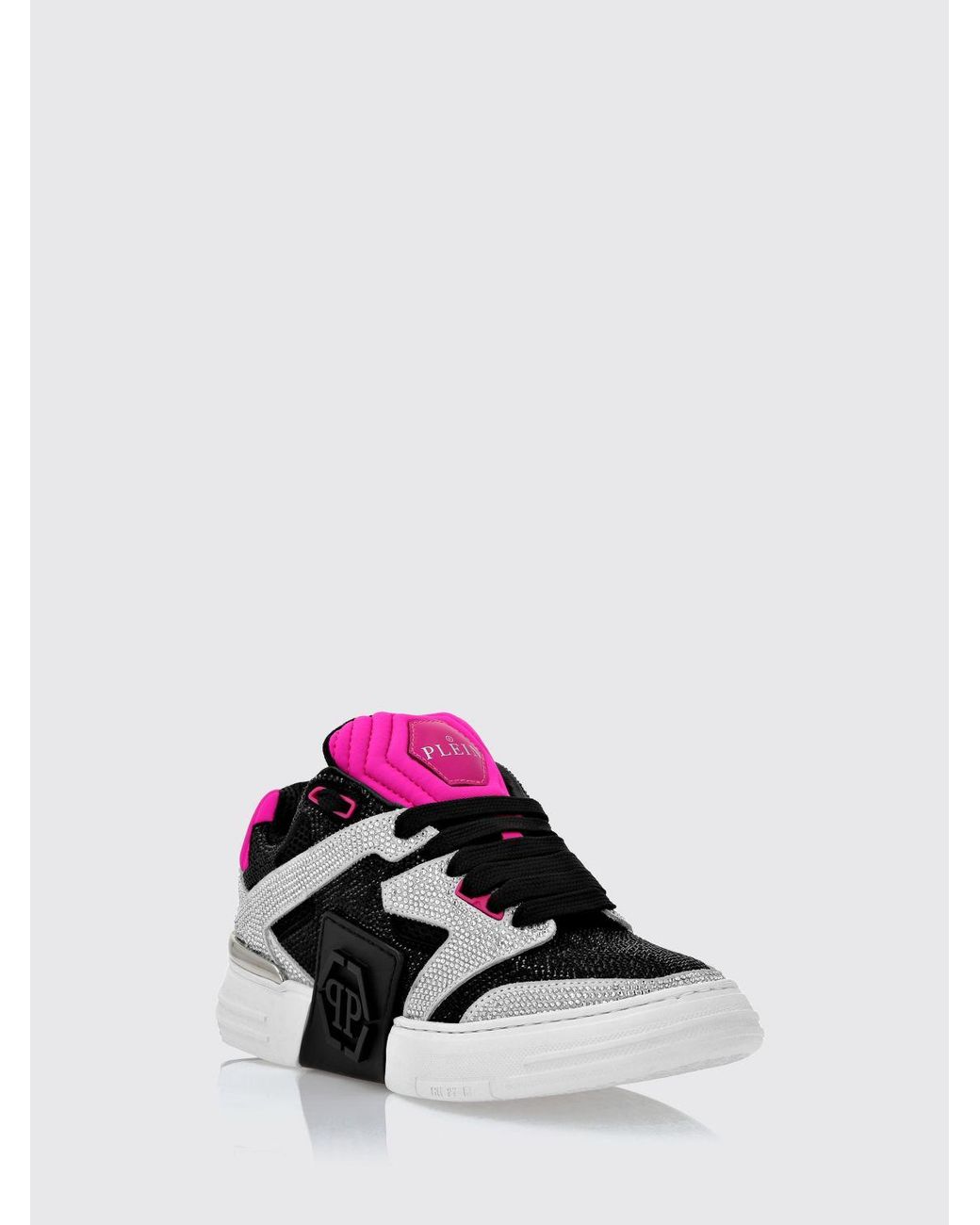 Philipp Plein Pink Crystal-Embellished Suede And Leather Low-Top Trainers for men