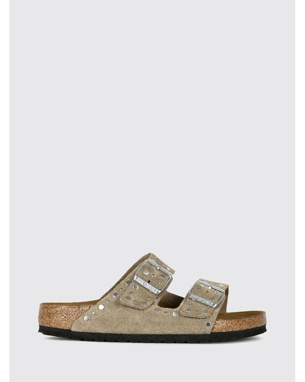 Birkenstock White Arizona Rivet Studded Suede Leather Sandals