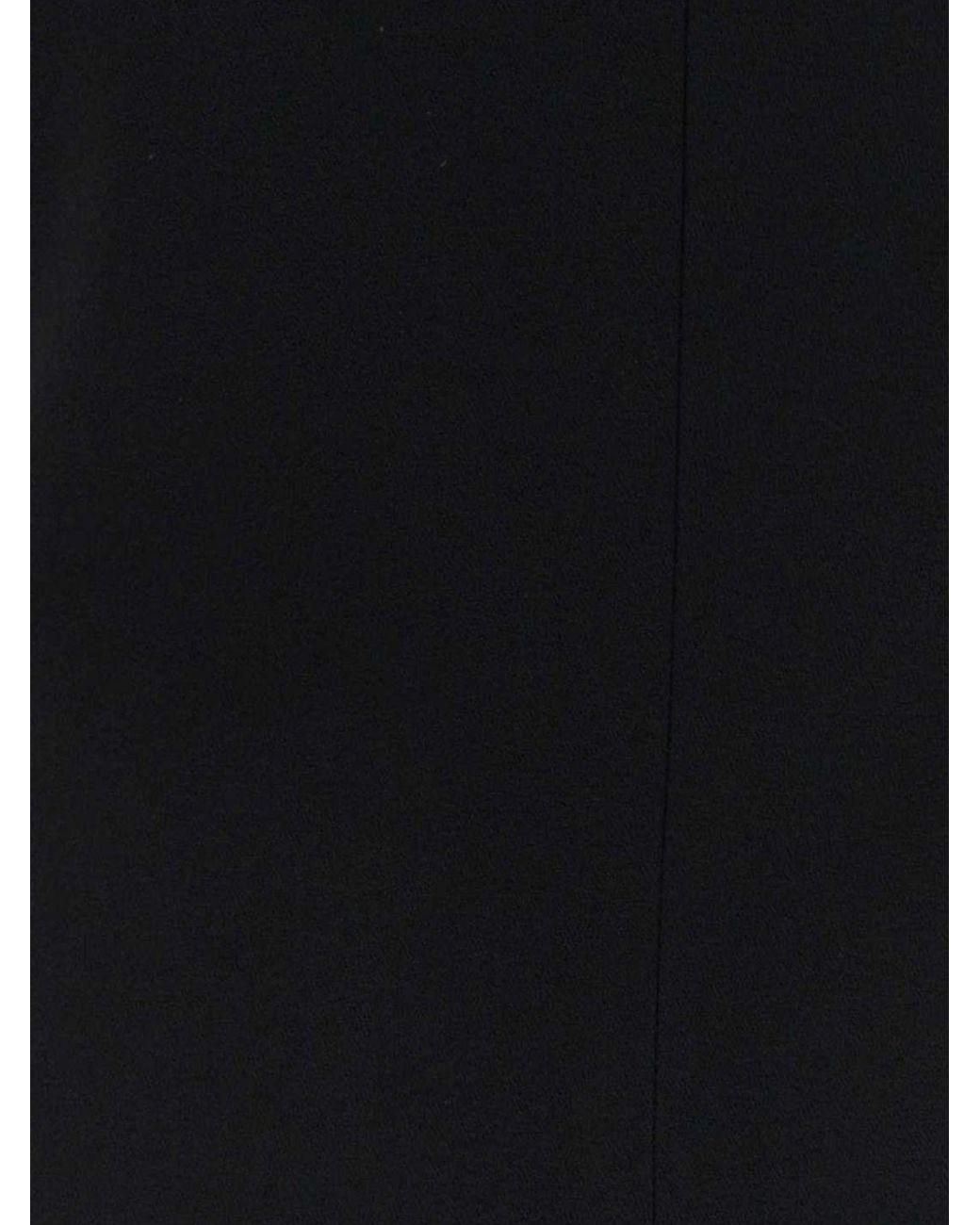 Jil Sander Black Long Virgin Wool Dress With Short Sleeves And Back Slit