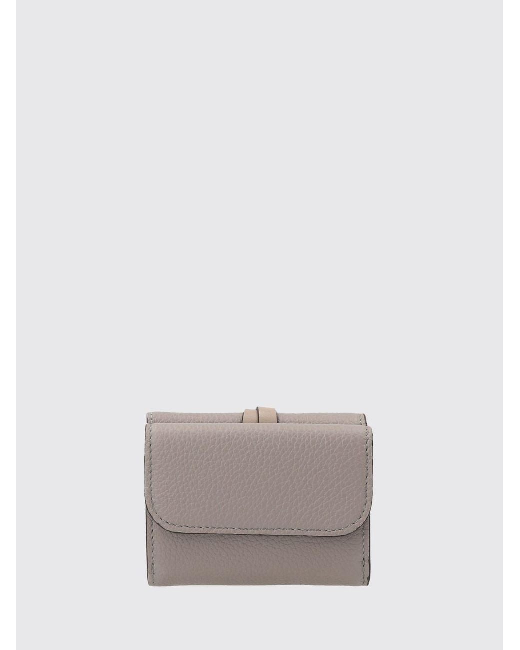 Chloé Gray Chlo&Eacute Small Calfskin Leather Trifold Wallet With Charm