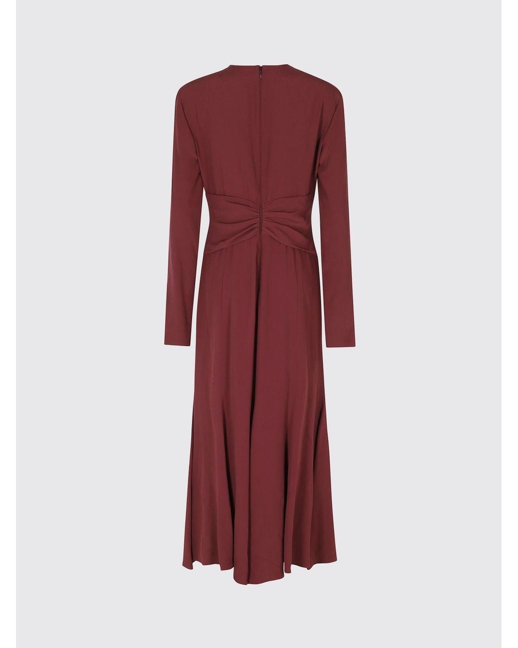 Alberta Ferretti Red Long-Sleeved A-Line Midi Ceremony Dress