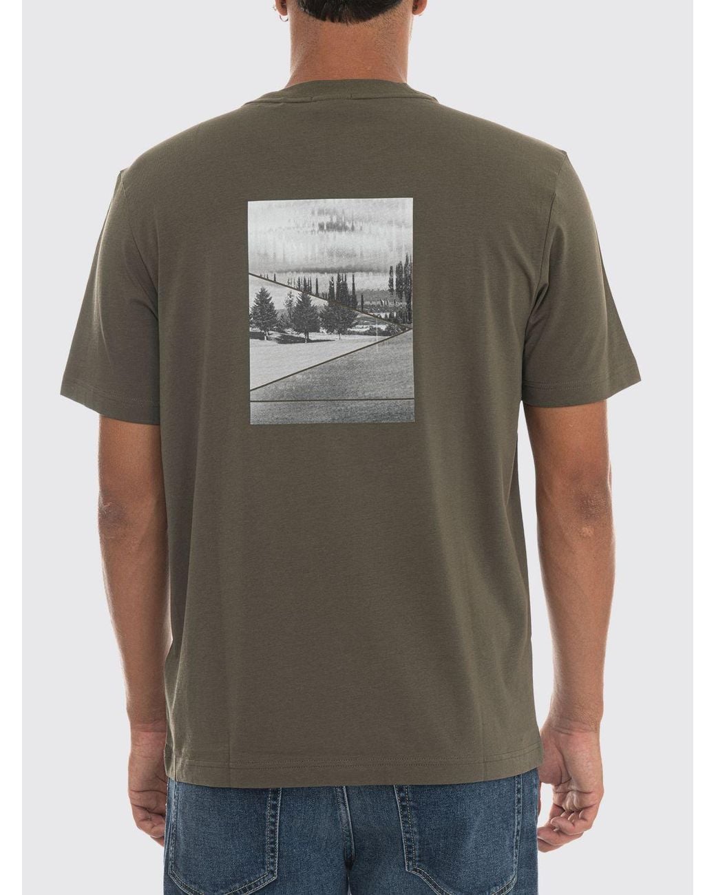Boss Green Cotton T-Shirt With Contrasting Graphic Print And Logo for men