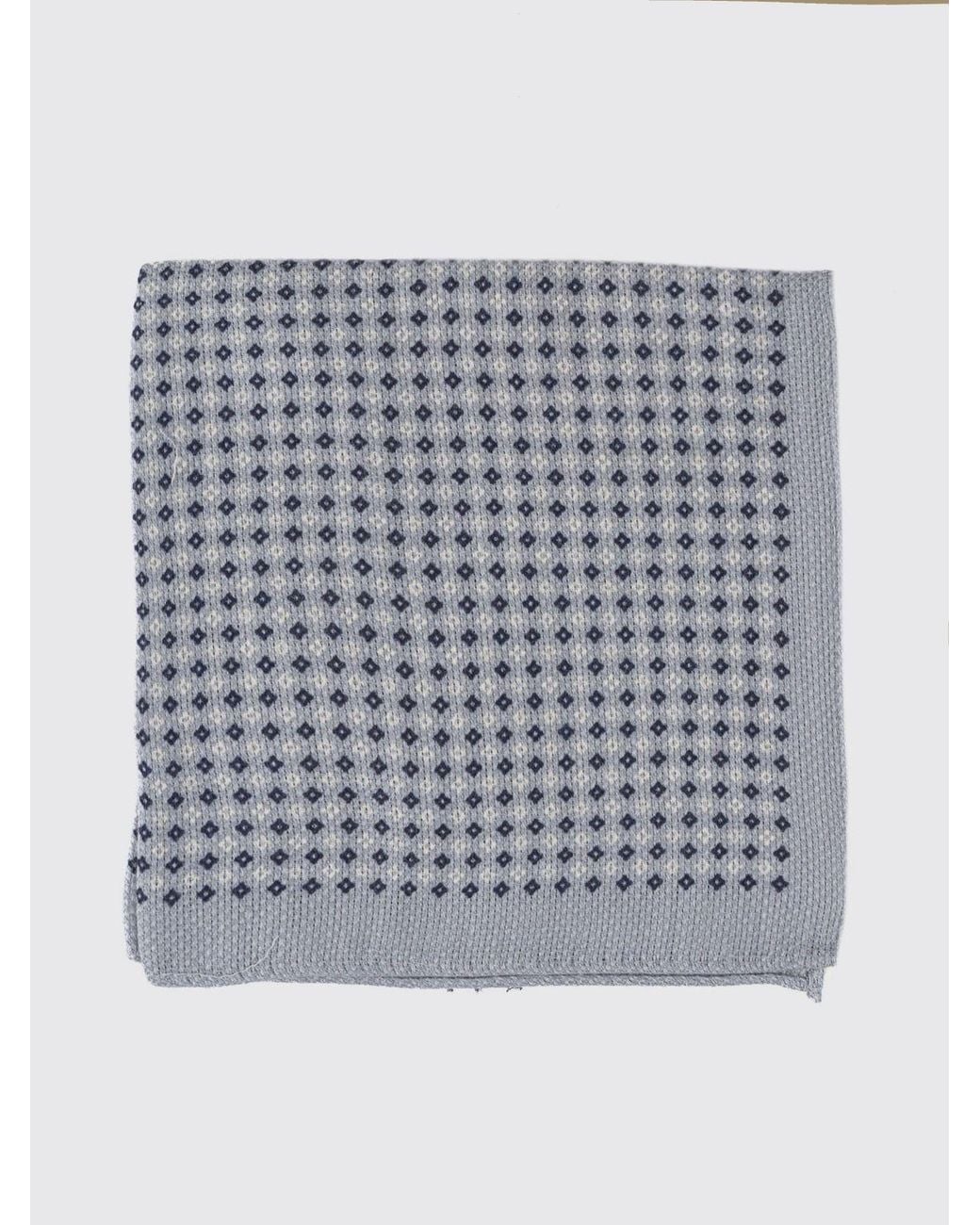 Boss Gray Linen And Cotton Pocket Square With Geometric Print for men