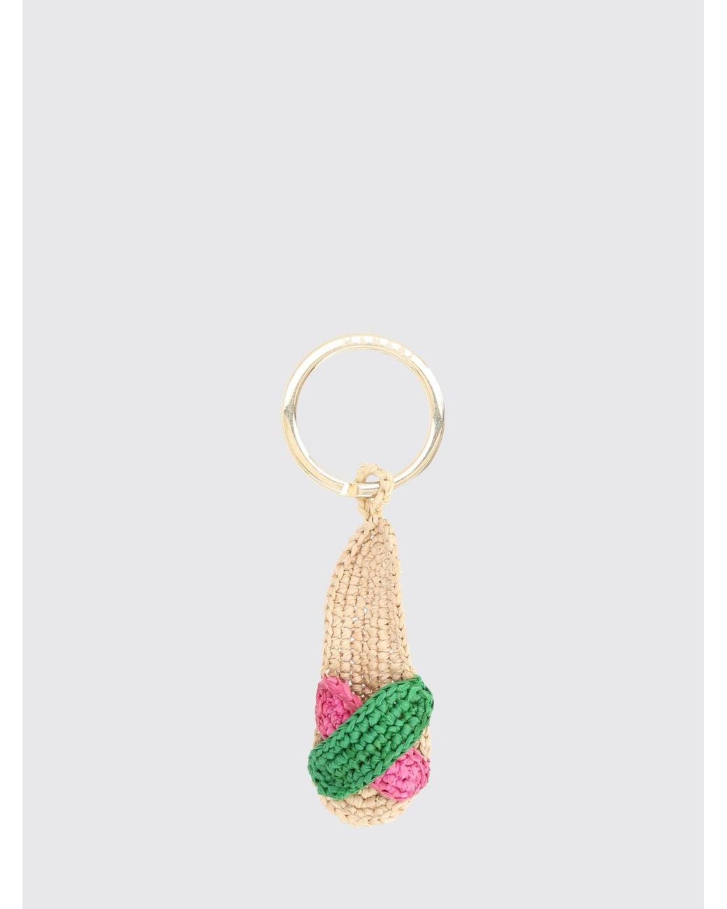 Manebí White Espa Two-Tone Crochet Raffia Keyring