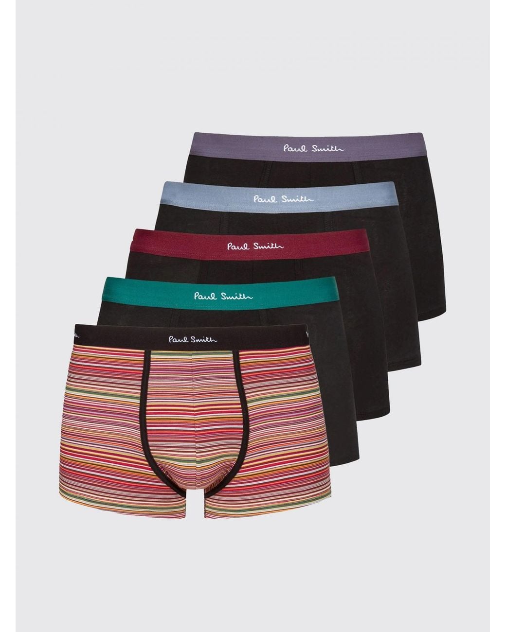 Paul Smith Black Set Of 5 Striped Cotton Boxers for men