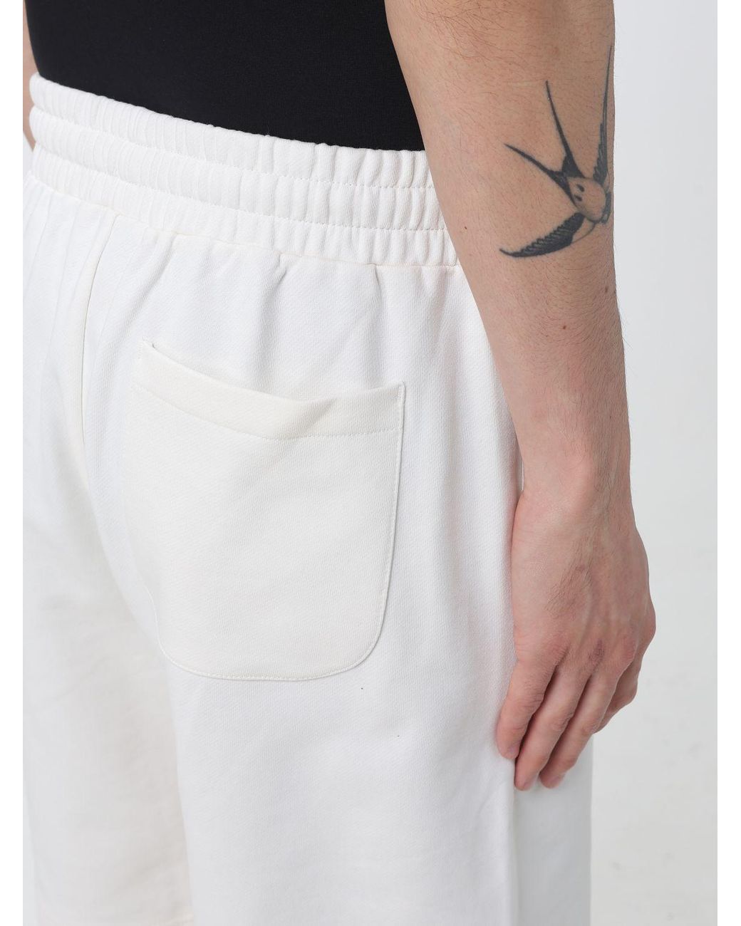 EA7 White Cotton Jogging Shorts for men