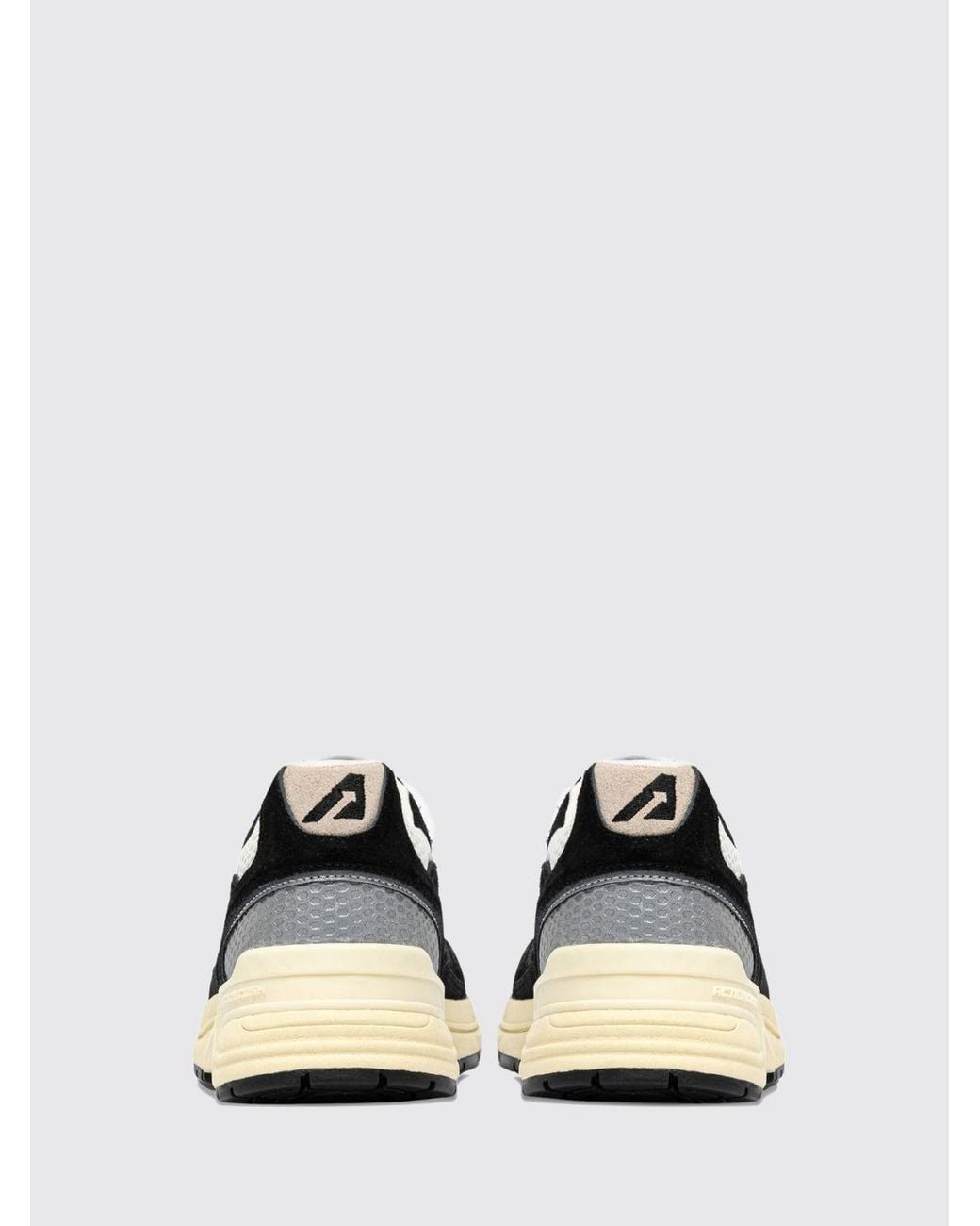 Autry Black Hyperway Two-Tone Leather And Mesh Sneakers With Cut-Out Logo