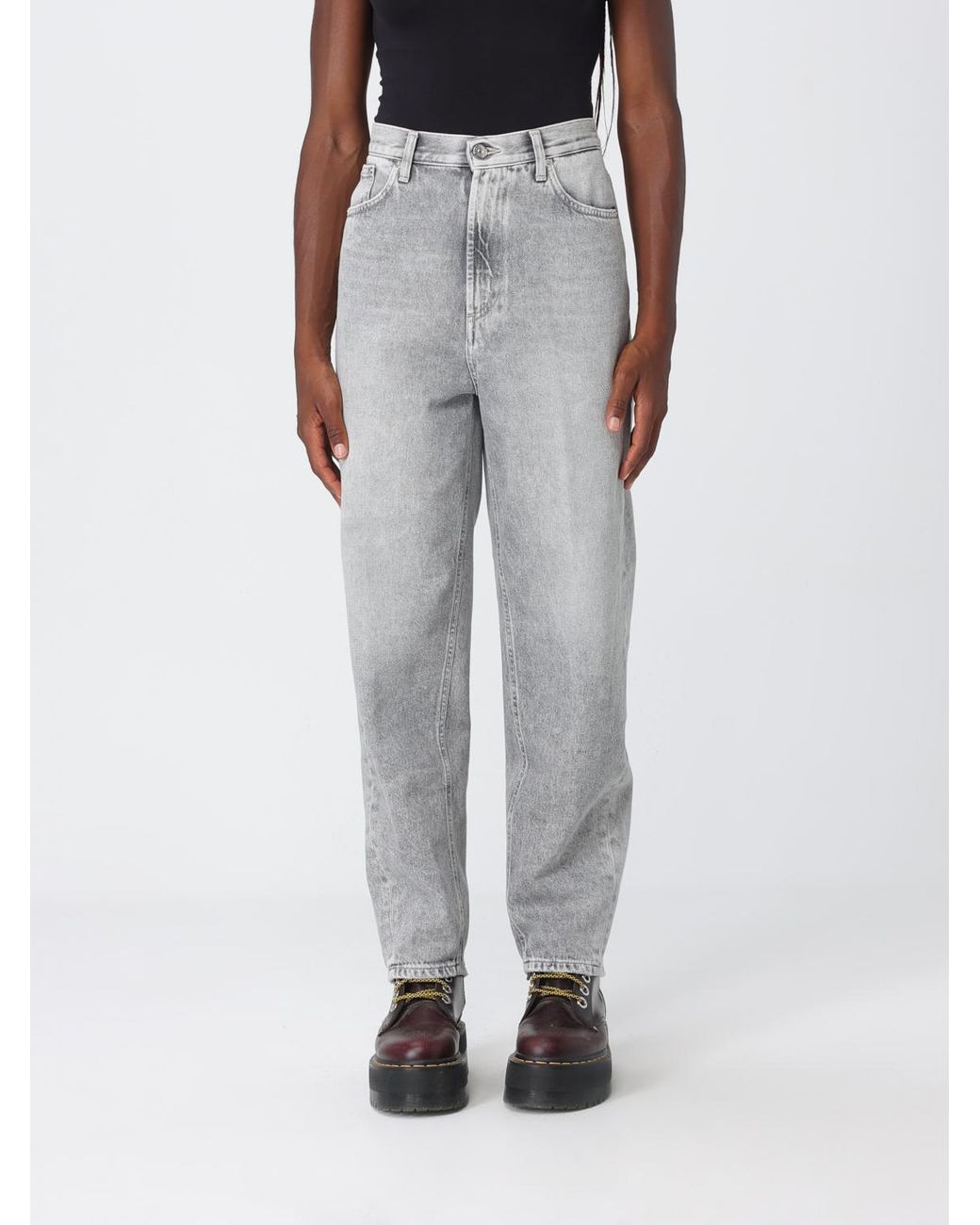 Dondup Gray Bessie High-Rise Straight Leg Denim Jeans