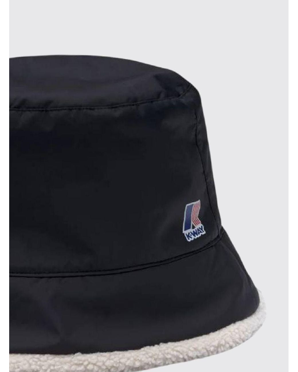 K-Way Blue Waterproof Nylon Bucket Hat With Contrast Logo