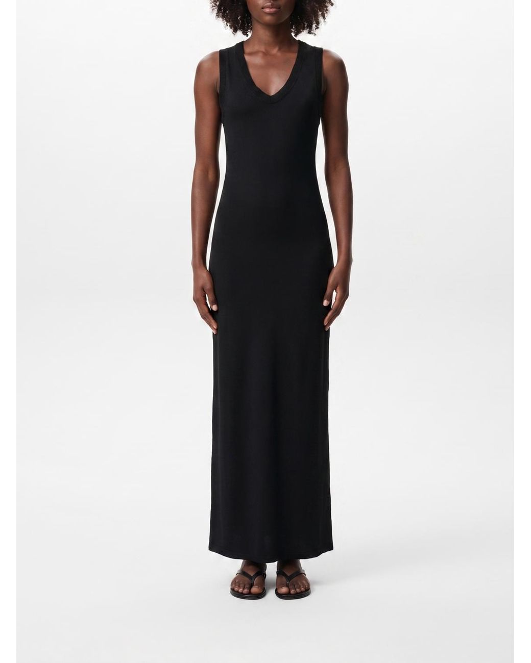 AMI Black Long Satin Dress